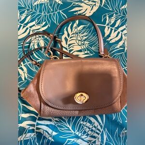 Coach Taupe Grey Turn Lock Bag